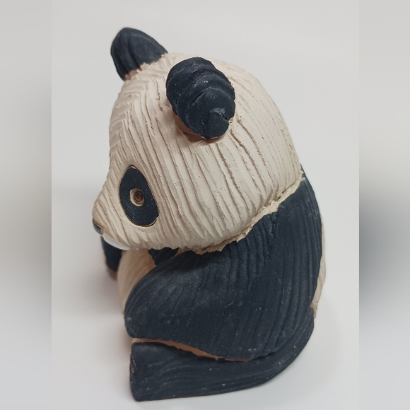 Artesania Rinconada Black White Sitting Panda Bear Clay Figurine 3” Uruguay - Picture 2 of 5